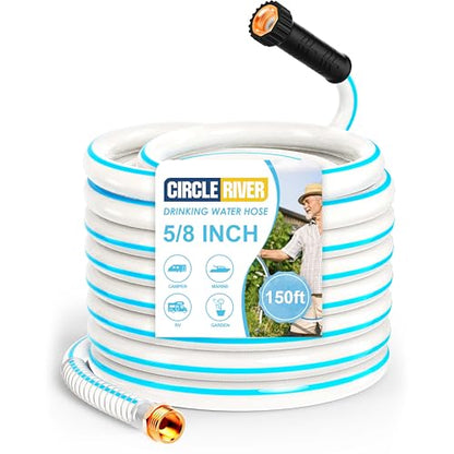 RV Water Hose, 5/8" Premium RV Drinking Water Hose for RV, Camping, Marine, Trailer and Truck, BPA Free, Anti-Kink and Leak-Free, Drinking Water Safe (White, 150FT) - color: White, size: 150FT