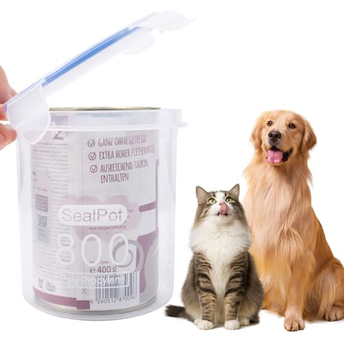 SLSON Dog Canned Food Storage Container for 13oz,13.2oz,12.5oz,12.8oz Dog Cans, Transparent Plastic Pet Food Sealer with Airtight Snap-Lock Can Cover Lids to Keep Pet Food Fresh No Fridge Odor