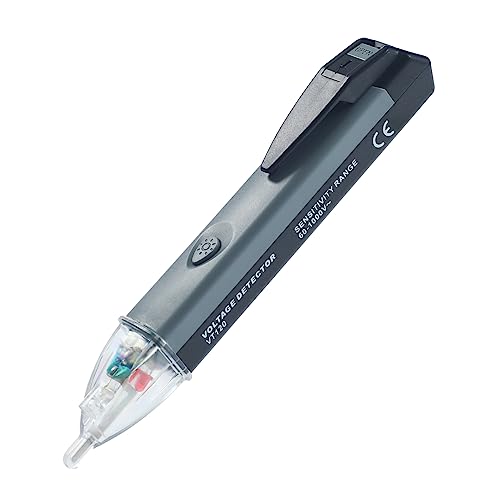 Non-Contact Voltage Tester Tools,LED Flashlight,Buzzer Alarm,AC Voltage Detector Pen,Test Range 60V - 1000V for Live/Null Wire Judgment - color: Black+Grey+Transparent