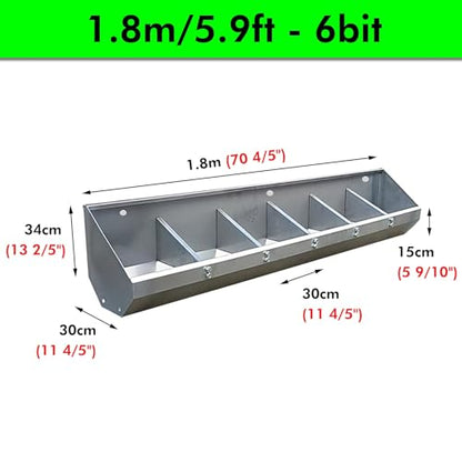 Heavy Duty Weatherproof Pig Feeders & Waterers, Stainless Steel Feeding Trough for Farm, Yard, Shed, Pasture - Durable Poultry & Livestock Feeding Solution,1.8m/5.9ft - 6bit - size: 1.8m/5.9ft - 6bit