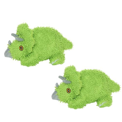 MIGHTY® 2 Pack Microfiber Medium Triceratops Dog Toys | Ultra Durable Plush Toy with Multiple Layers & Reinforced Seams , Washable and Floats , Mighty® Construction - color: 2PK Green Triceratops