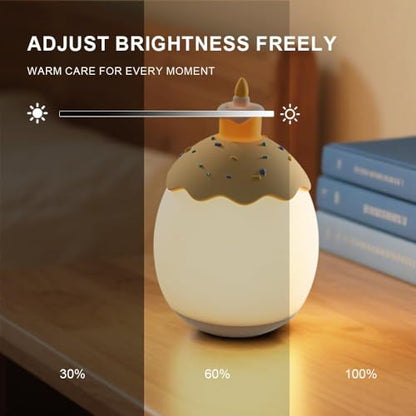 Silicone Night Light for Kids, Egg Baby Nursery Night Lamp with 3-Level Dimming & 30-Min Timer, Portable nightlight for Kids Bedroom,Birthday Cake-Shaped Night Light - color: White-Birthday Cake