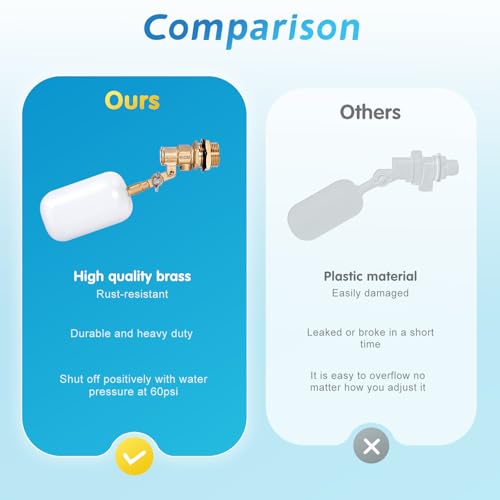 Float Valve 3/4 inch, Brass Water Float Valve with Adjustable Arm, Float Ball Valve Automatic Fill and Water Level Control for Water Trough,Fountains,Water Tank,Ponds,Pool,Aquariums - color: 3/4 in