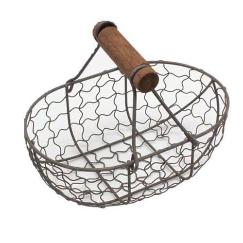 Oval Metal Wire Egg Basket, Fruit Basket with Handle Vintage Style Storage Basket, Egg Collection Basket for Kitchen Or Living Room