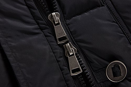 ELORA Women's Heavyweight Winter Parka | Mid-Length Vegan Down Puffer Coat with Cargo Pockets and Faux Fur Hood - color: Black, size: Medium