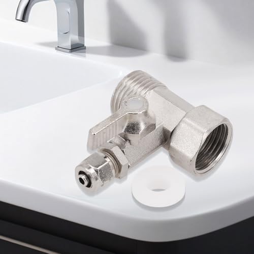 RO Water Feed Adapter 1/2 Inch to 1/4 Inch with Shut-off Ball Valve Tap Tee Chrome-Plated All Metal Lead-Free Brass for Reverse Osmosis System Plumbing Fixtures