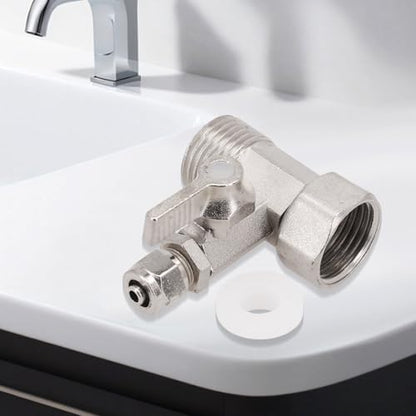 RO Water Feed Adapter 1/2 Inch to 1/4 Inch with Shut-off Ball Valve Tap Tee Chrome-Plated All Metal Lead-Free Brass for Reverse Osmosis System Plumbing Fixtures