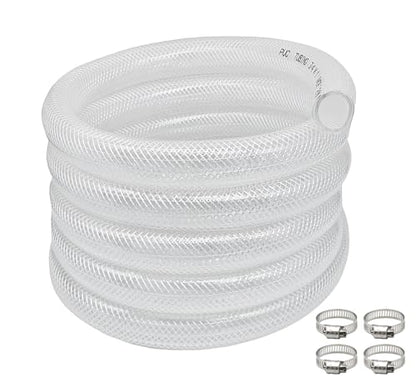 1/2" ID x 3/4" OD - 50Ft High Pressure Braided Clear PVC Vinyl Tubing Flexible Vinyl Tube Heavy Duty UV Chemical Resistant Hose Water - size: 50 ft, style: 1/2" ID x 3/4" OD