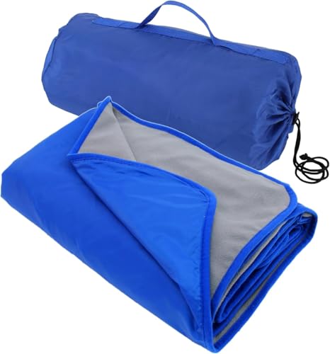 Threadart Waterproof Blanket Outdoor Stadium Blanket | Grey/Royal Blue | Waterproof & windproof outdoor stadium blanket, 55"x79"; Great for camping, picnics, sports, festivals & beach - color: Grey/Royal Blue