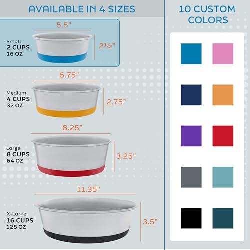 Master Pet Supply Stainless Steel Dog Bowls Set of 2 with Extra Thick Silicone Base - 2 Cup (16 oz) Mango Tango, Non-Slip, Dishwasher Safe Metal Bowls, Pet Dog Food Bowl for Dogs, Cats, Anti Rust - color: Mango Tango, size: 2 Cups (16 oz) 2 Pack