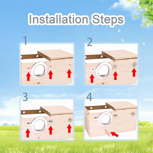 Tfwadmx Parakeet Nesting Box, Transparent Bird Nest Breeding Box, Wood Parrot Nest Box with Perch Bird Cage House for Cockatiel Lovebirds Budgie Canary Finch(S) - color: S