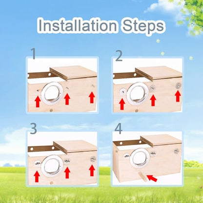Tfwadmx Parakeet Nesting Box, Transparent Bird Nest Breeding Box, Wood Parrot Nest Box with Perch Bird Cage House for Cockatiel Lovebirds Budagie Canary Finch(L) - color: L