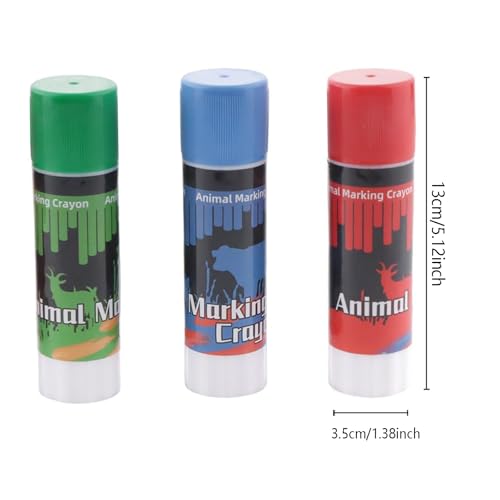 3Pack Livestock Marker, Farming Livestock Marking Tools Paint Accessorie for Pig Cattle Cow Sheep Horse Donkey Large Animal Crayons, Water Proof, Animal Skin Marking