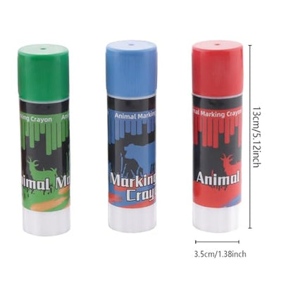 3Pack Livestock Marker, Farming Livestock Marking Tools Paint Accessorie for Pig Cattle Cow Sheep Horse Donkey Large Animal Crayons, Water Proof, Animal Skin Marking