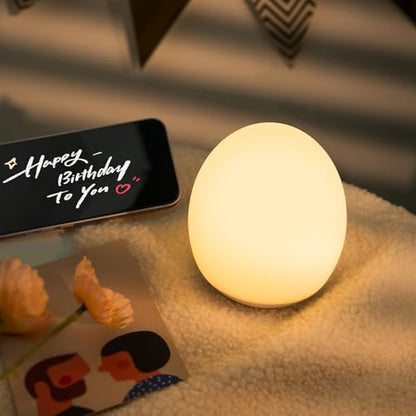 Egg Light for Nursery Silicone Baby Night Light Portable Soft Warm Touch Night Lamp Stepless Dimming with 30-Min Timer for Breastfeeding Kids Bedroom