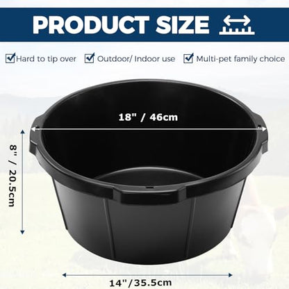 4Pcs Rubber Feed Pan,Heavy Duty 6.5 Gallon/26 Quart Horse Feed Bucket Livestock Feeder Tubs with Handle for Horse,Goat,Pig,Farm Livestock Poultry