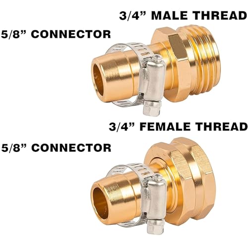 Hourleey Garden Hose Repair Connector with Clamps, Fit for 3/4" or 5/8" Garden Hose Fitting, Male and Female Hose Adapter Water Hose Repair Kit, 5 Set - size: 5-Set