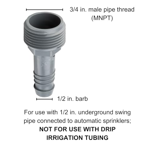 Rain Bird SWGA075S EZ Pipe/Swing Pipe Coupler Fitting, 3/4" Male Pipe Thread x 1/2" Barb Adapter 1-Pack - size: 1 Pack, style: 3/4" MNPT x 1/2" Barb Coupler