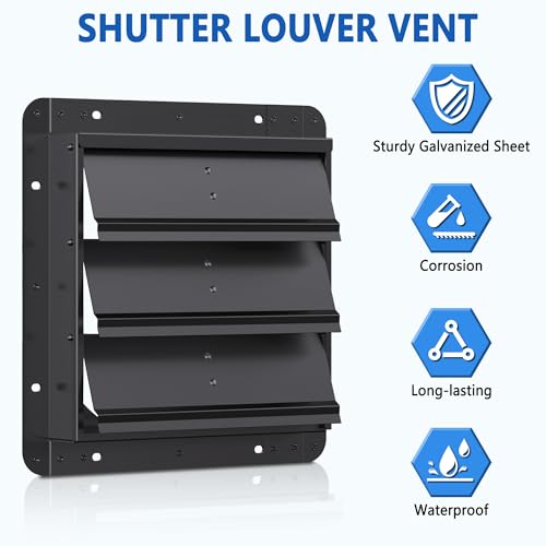 10 Inch Aluminum Automatic Shutter Louver Vent (No Fan Blades and Motor) for Home Attics, Workshops, Barn, Greenhouse - size: 10 Inch