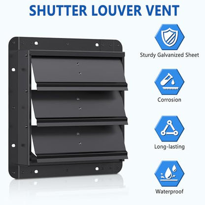 14 Inch Aluminum Automatic Shutter Louver Vent (No Fan Blades and Motor) for Home Attics, Workshops, Barn, Greenhouse - size: 14 Inch