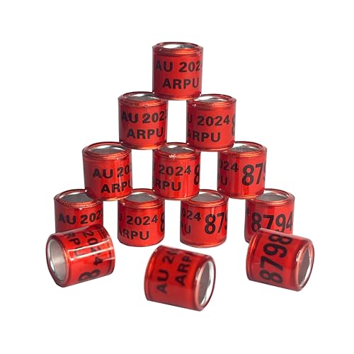 100Pcs Multicolor 8mm Aluminium Leg Rings for Poultry, 2026 AU Marked Bird Foot Rings with Words, Durable Chicken Leg Rings, Ideal for Chickens, Doves, Quail, Baby Birds, Durable and Reusable - color: Red