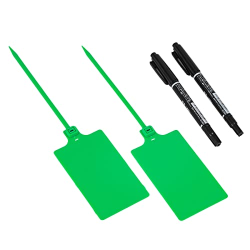 Tenshun 200 Pieces Plastic Tags Waterproof Label Tags Hanging Storage Tags Equipment Tags Seal Tags Plastic Seals Shipping Tags Logistics Use with Four Permanent Marker Pens - color: Green, size: 200 PCS