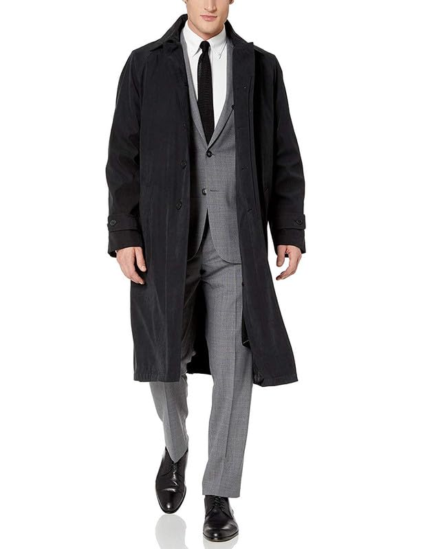 Adam Baker Men's Trench Coat | Single Breasted Full Length All Year-Round Belted Men’s Raincoat - color: Black, size: 40 Short