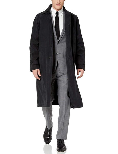 Adam Baker Men's Trench Coat | Single Breasted Full Length All Year-Round Belted Men’s Raincoat - color: Black, size: 40 Short
