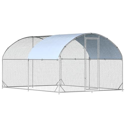 Large Metal Chicken Coop, Walk-in Poultry Cage Galvanized Hen Playpen House Dome Shaped Coop with Waterproof and Anti-Ultraviolet Cover and Lockable Door for Outdoor, Backyard Farm (12.5’ L x 9.2’ W) - size: 150.0"L x 110.0"W x 76.8"H