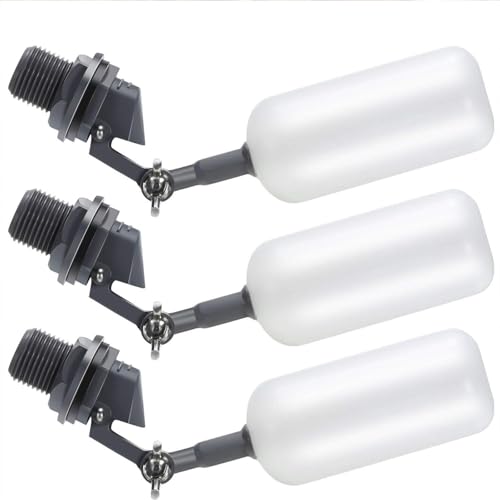 Blulu 3 Pack Float Valve, 1/2 Inch Automatic Pool Fill Float Ball Valve with Adjustable Arm for Ponds, Livestock Water Trough, Aquariums, Water Tank Level Control, Aquaculture(Dark Gray) - color: Dark Gray