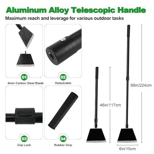 Floor Scraper, Garden Scraper Shovel, Cleaning Remove Tool With 88in Long Handle,Sturdy Tile Scraper for Ice, Tiles, Ceiling, Concrete, Tape, Glue - Heavy Duty Sharp Blade (4mm Thickness)