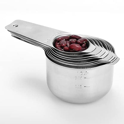 DOTINGHUX 8 Pcs Stainless Steel Measuring Cups Set, Kitchen Measuring Cup for Cooking and Baking - color: 8 Cups