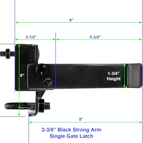 2-7/8" Strong Arm Single Gate Latch (Black). - CASE Qty 2 - size: 2-7/8" - Case