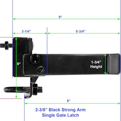 2-3/8" Strong Arm Single Gate Latch (Black) - CASE Qty 2 - size: Case