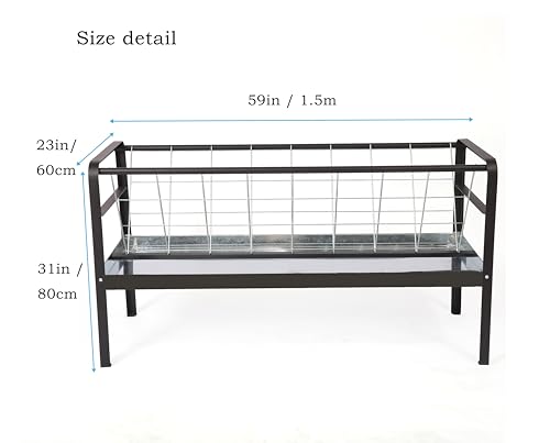 Pasture Hay Feeder for Goats, Sheep, Miniature Horses and Small Livestock,5 Feet Long, Black