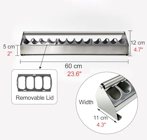 Stainless Steel Pigeon Feeder for Mealworms, Brid Feeder with Separated Fence & Crossbar, Anti-rust Anti-waste Feed Trough, Easy to Install(L60cm/23.6") - size: L60cm/23.6"