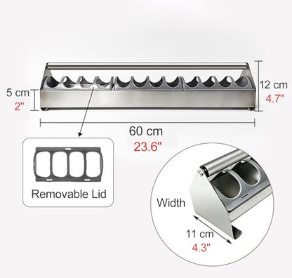 Stainless Steel Pigeon Feeder for Mealworms, Brid Feeder with Separated Fence & Crossbar, Anti-rust Anti-waste Feed Trough, Easy to Install(L60cm/23.6") - size: L60cm/23.6"