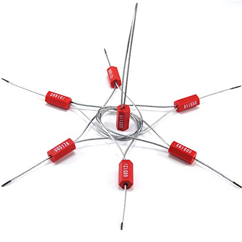 500 Wire Security Seals Numbered Steel Cable Seals Wire Tamper Seals Metal Wire Seals Steel Cable Tie Seals Pull Tight Cable Seal (Red) - color: Red, size: 500 Pcs
