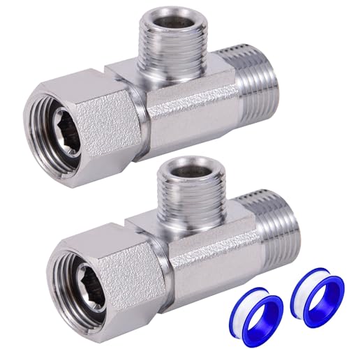 Brass Angle Stop Add-A-Tee Valve, 3/8-Inch Compression Inlet X 3/8-Inch Outlet X 1/4-Inch Outlet (3/8x 3/8x 1/4 Add-A-Tee Chromed) - size: 3/8x 3/8x 1/4 1 Pack Chromed
