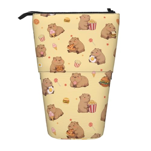 Yellow Cute Animals Kids Standing Pencil Case Girls Boys Telescopic Stationary Pouch with Zipper Large Capacity Stand up Pen Bag Portable Makeup Holder for Children School Students - color: Animals