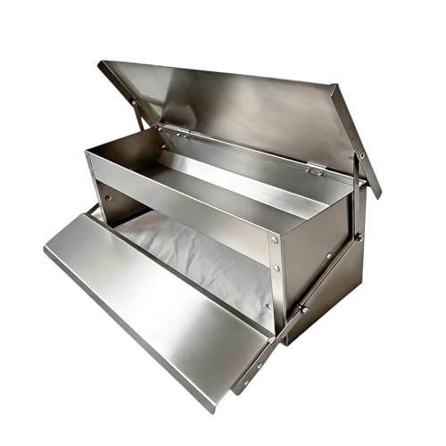 Automatic Chicken Feeder, with Weighted Bottom, 51x18x18cm, Metal Treadle Poultry Feeder, Poultry Food Dispenser, Treadle-Activated Feeding, for Backyard Coop Outdoor Farm Garden