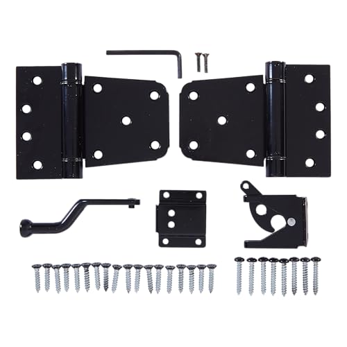 National Hardware N343-475 Self-Closing Gate Kit with Black Steel Hinges and Latch for Wood Vinyl Steel Gates 50 lbs Capacity WeatherGuard Protection Mounting Hardware Included - size: 0