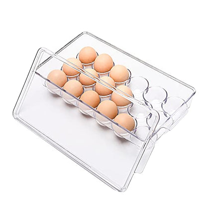 18 Eggs Holder for Refrigerator, Clear Egg Container for Fridge, Kitchen - size: 18 Eggs