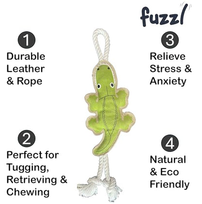 Fuzzl Eco Leather Crocodile Toy Natural and Tough Dog Toys - Long Lasting Chew Toys for Aggressive Chewers - Strong Dog Toy for Dogs and Puppy - style: Crocodile