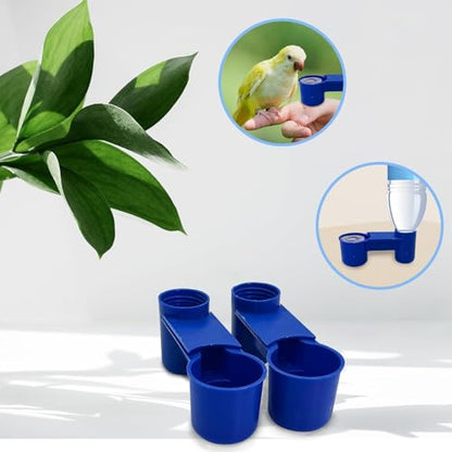 kathson 20 Pcs Bird Drinker Feeder Plastic Soda Pop Water Bottle Cup Ideal for Chicken Pigeons Birds Feeder Trough Animal Feeding Accessories (Blue) - color: Blue