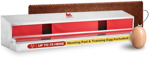 HenGear Nesting Boxes for Chickens, Nest Box with Rollout Egg Collection, Nesting Pads for Cleaner Eggs, Reversible Accessories for Chicken Coop, G90 Galvanized, Made to Last, X-Large, Up to 75 Hens - size: 75 HENS