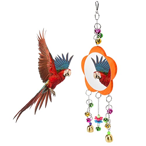 GLOGLOW Nan Chicken Mirror Toys, Wooden Hanging Swing Mirror for Chickens and Parrots Poultry and Livestock Supplies