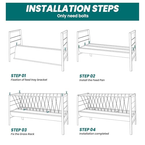 90 Gallon Goat Hay Feeder No Waste, 2 in 1 Hay Feeder for Goats with 30 GAL Feed Pan & 60 GAL Hay Rack, Livestock Hay Feeder for Feeding Goat, Sheep, Horse Indoor & Outdoor (Alloy Steel) - style: Alloy Steel