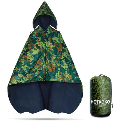 Waterproof Stadium Blanket, Fleece Camping Blanket Soft Warm Wearable Camp Blanket for Outdoor Camping, Picnic, Stadium, Sports, Beach, Car - color: Cam
