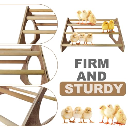 Chicken Perch with 7 Bars Wooden Chicken Roosting Bars with Side Holes Freestanding Roost Coop Accessories, Coop Accessories